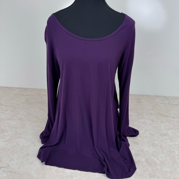 advika Tops - Long Sleeve Tencel Swing Top from advika in Purple- XLG